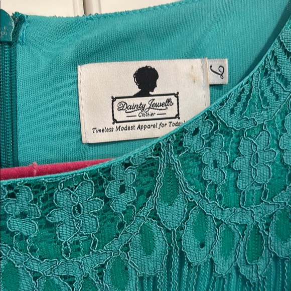 Dainty Jewells Night in Paris Teal Maxi Dress size large - Picture 4 of 5